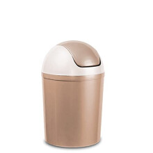 Home Centre Compact Plastic Swing Top Waste Bin 5 Litre Cappuccino House Office Bathroom Lobby Dustbin Convenient Flap Top Cylindrical Shape Hygienic