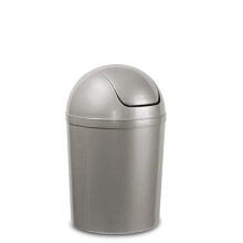 Home Centre Compact Plastic Swing Top Waste Bin 5 Litre Silver House Office Bathroom Lobby Dustbin Convenient Flap Top Cylindrical Shape Hygienic