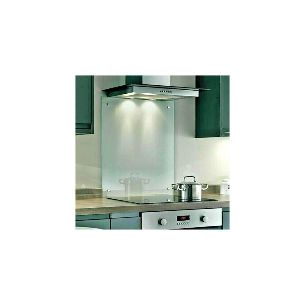 BELOFAY Clear 6mm Tempered Glass Splashback for Kitchen, Toughened Glass Heat Resistant Splashbacks for Cookers - Pre-Drilled Holes with Fixing
