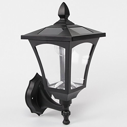 Wall Mount Lantern - Black - Solar Powered - Warm White LEDs - Dual Brightness by Festive Lights 2
