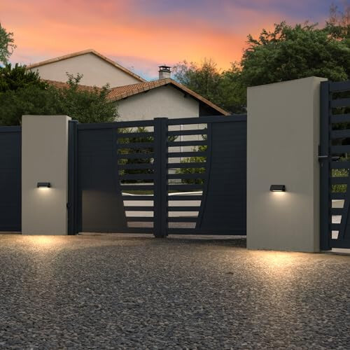 ledscom.de LED Wall Light/Staircase Light SEGIN for Outside, IP54, Flat, Downlight, Black matt, Angular, 3,8 W, 265lm, Warm White 2