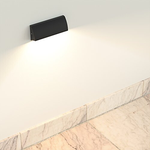 ledscom.de LED Wall Light/Staircase Light SEGIN for Outside, IP54, Flat, Downlight, Black matt, Angular, 3,8 W, 265lm, Warm White 1