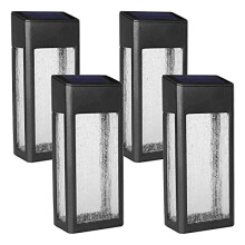 GOODFOEVER 4 Pack Solar Fence Lights Solar Post Accent Light/Wall Light for Outdoor, Yard, Fence, Porch and Garage, Body in Aluminum and Glass