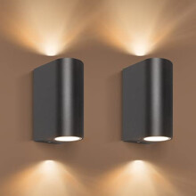 Aranzyec 2 X Outdoor Wall Lights Mains Powered, Aluminium Up Down Outside Wall Lights, Black GU10 Exterior Wall Sconce, IP54 Waterproof Garden Lights