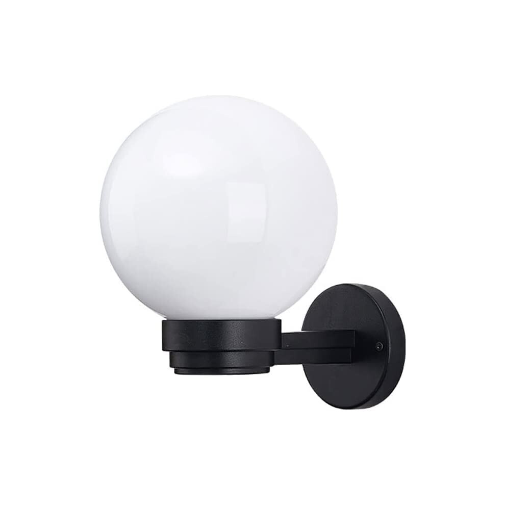 SHREALMS Exterior Wall Light White Ball PMMA Shade Coach Light, Globe Wall Sconce as Porch Lighting Fixture, E27 Base Outdoor Wall Mount Lantern,