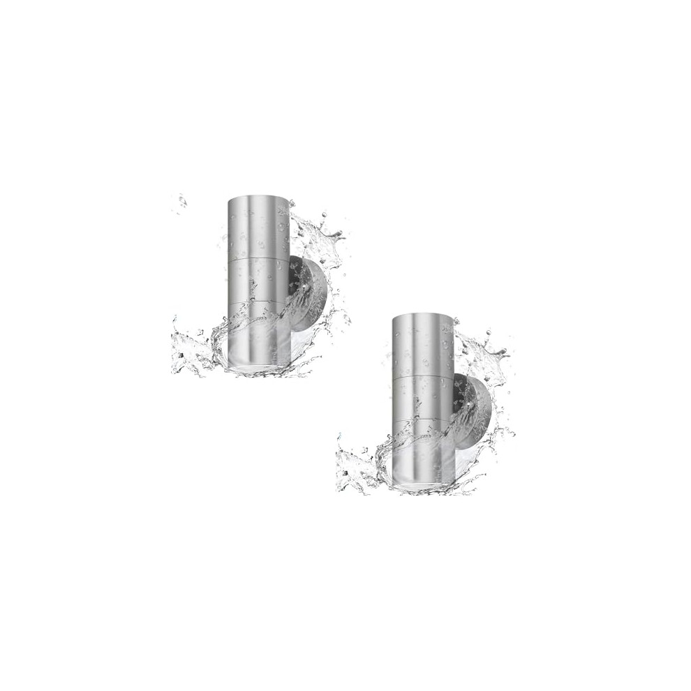 Brightex, Pack of 2 Up and Down Garage Door Opener IP65 Wall Lights Stainless Steel Waterproof fire Rated spot Lights use GU10 (not Included)