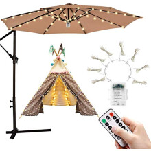 Parasol Lights Patio Umbrella Lights with 104 LED String Lights with Remote Control 8 Mode Waterproof Garden lights for Party Halloween Battery