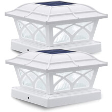 Siedinlar Solar Post Cap Lights Outdoor, 2 Modes Solar Powered Waterproof Fence Deck Light for 4x4 5x5 6x6 Posts Garden Patio Decoration Warm White &