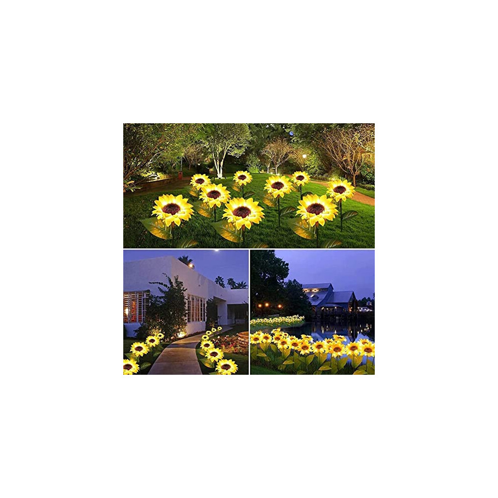 Vipomkowa Solar Lights Outdoor Garden, LED Sunflower Lights Solar Powered Decorative Waterproof Artificial Flowers Lights for Lawn Yard Garden