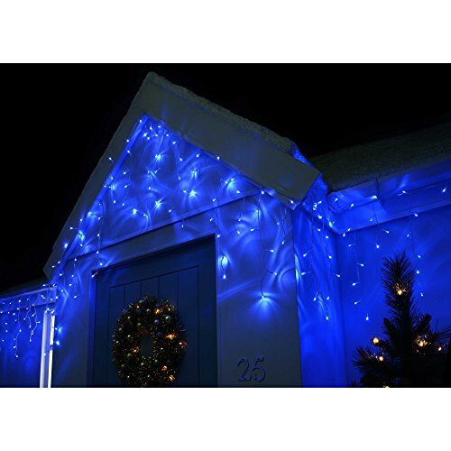 WeRChristmas Snowing Icicle Christmas Lights String with 360-LED Chasing/Static Settings with 19 m Cable - Blue 1