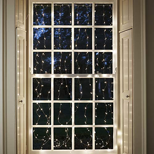 Lights4fun 200 Warm White Micro LED Curtain Light with Timer Indoor Use