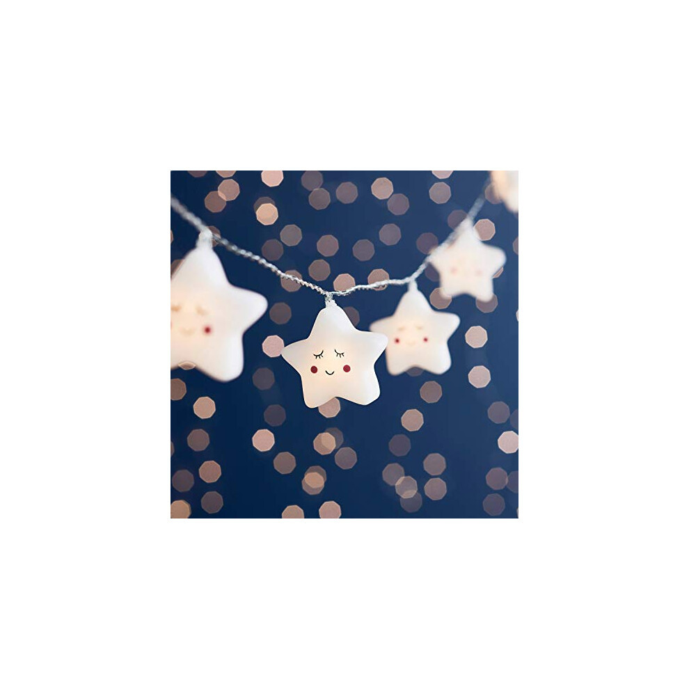 12 Star Battery Operated Children's String Fairy Lights Bedroom Nursery Warm Led 2.2M With Timer White Lights4fun