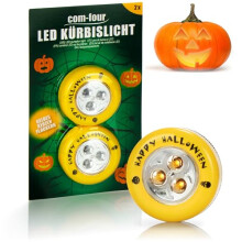 COM-FOUR? 2X LED Lights for Halloween - Flashing Pumpkin LED Lights for Hollowed Out and Carved Pumpkins - Pumpkin lamp for Halloween (Set LED - 2X