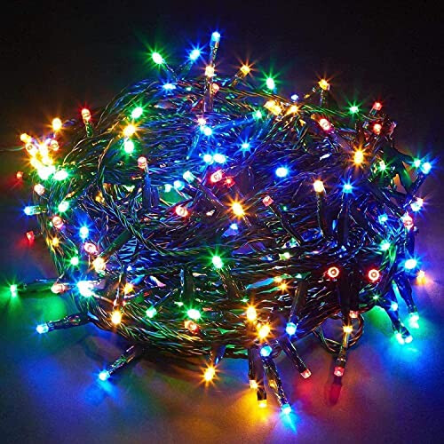 SHATCHI 400 LEDs Fairy String Lights Multicolour Indoor/Outdoor Christmas Tree/Home/Party/Wedding/Garden Decorations Green Cable 8 Modes Mains Powered