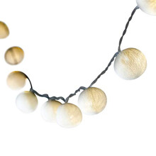 Blaze On Ambient Ball Fairy Lights (White) - Hand-Spun Haute Couture Cotton Balls - 10 LED Lights - UK Plug - Safe - Indoor - Low Voltage - Decorative