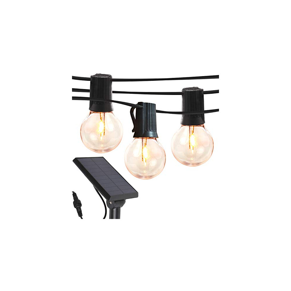 Brightech Ambience Pro - Globe Solar LED Outdoor String Lights ? Waterproof, 1W Retro Edison Filament Bulbs - 27 Ft Patio Lights Create Bistro