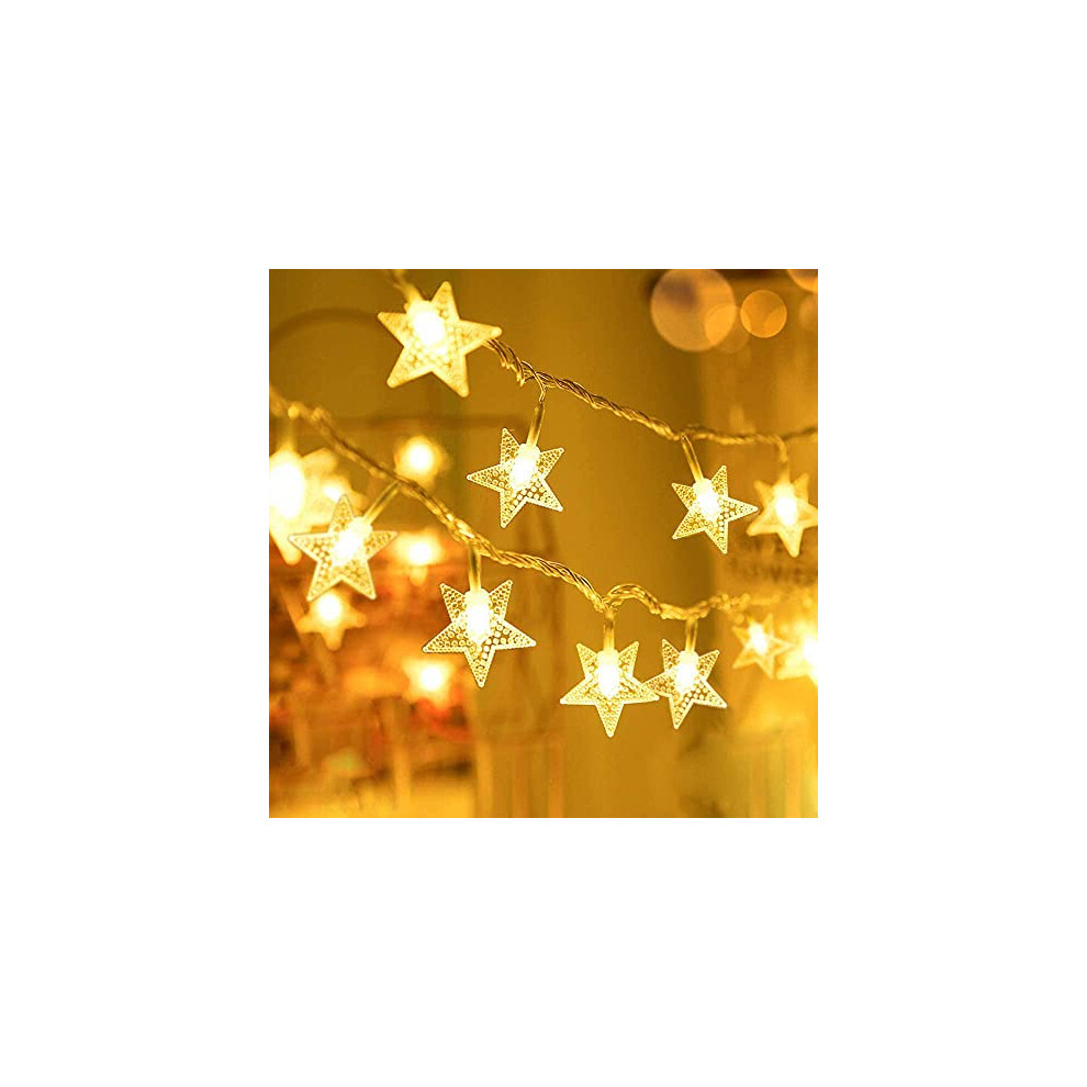 Star String Lights ?Battery Operated ?19.7FT 40 LED?Fairy String Light??for Home, Party, Christmas, Wedding, Garden Decoration, Warm White