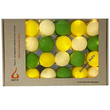 Blaze On Ambient Ball Fairy Lights (Lemon and Lime) - Hand-Spun Haute Couture Cotton Balls - 20 LED Lights - UK Plug - Safe - Indoor - Low Voltage -