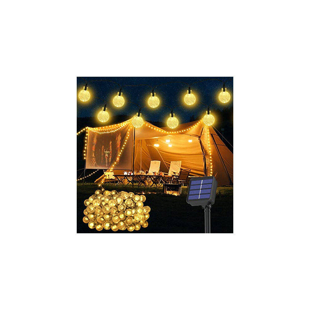 Realky Solar Lights Outdoor Garden, 59Ft 100Led Solar Ball Lights, Ip65 Waterproof 1000Mah Battery Crystal Globe String Lights, 8 Modes Fairy Lights For