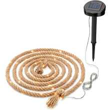 Gardenwize - 4m Solar Powered Home Decorative Rope Lights | 50 LEDs | Garden Hemp Rope String Fairy Light, Gazeebo, Post, Tree, Fence | Indoor and