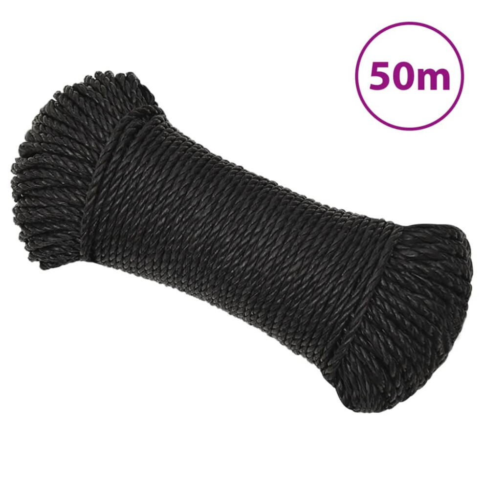 Vidaxl (Black) Twisted Rope Garden Workshop Line Work Rope Boat Rope Polypropylene Black