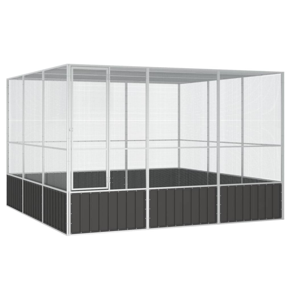 Vidaxl (Anthracite, 302.5 X 324.5 X 211.5 Cm) Bird Cage Galvanised Steel Aviary House Anthracite/Grey Multi Sizes