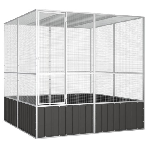 VidaXL vidaXL Bird Cage Galvanised Steel Aviary House Anthracite/Grey Multi Sizes