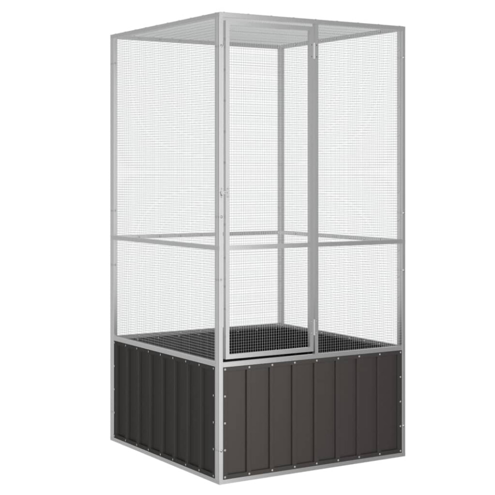 (anthracite, 111 x 107 x 211.5 cm) vidaXL Bird Cage Galvanised Steel Aviary House Anthracite/Grey Multi Sizes