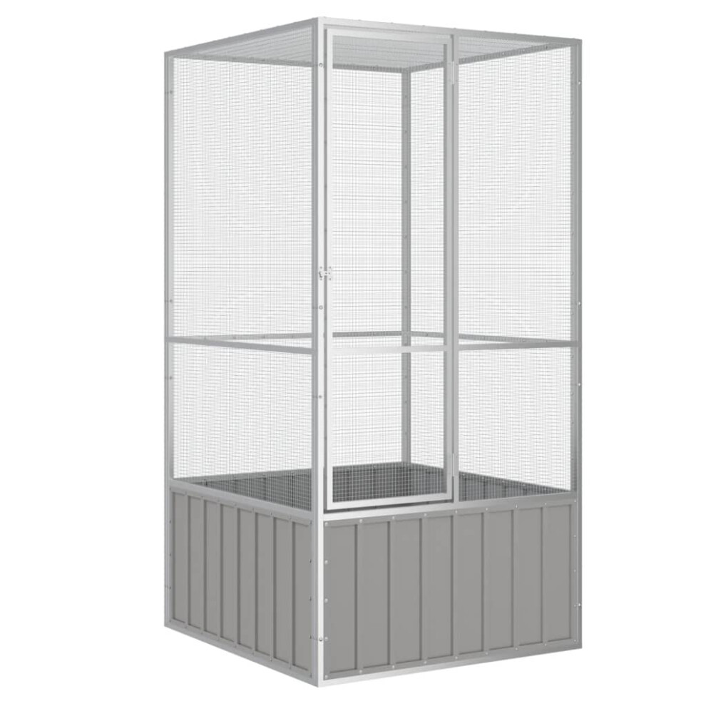 (grey, 111 x 107 x 211.5 cm) vidaXL Bird Cage Galvanised Steel Aviary House Anthracite/Grey Multi Sizes