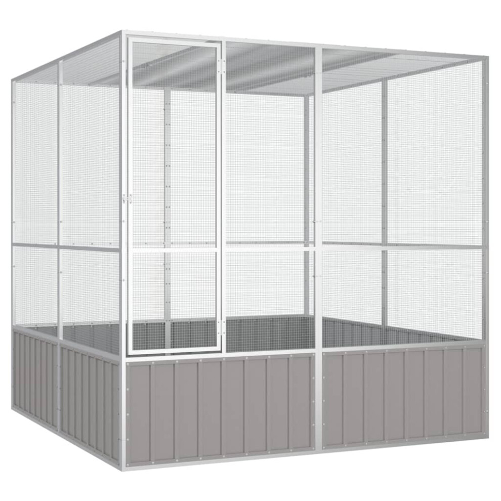 (grey, 213.5 X 217.5 X 211.5 cm) vidaXL Bird Cage Galvanised Steel Aviary House Anthracite/Grey Multi Sizes