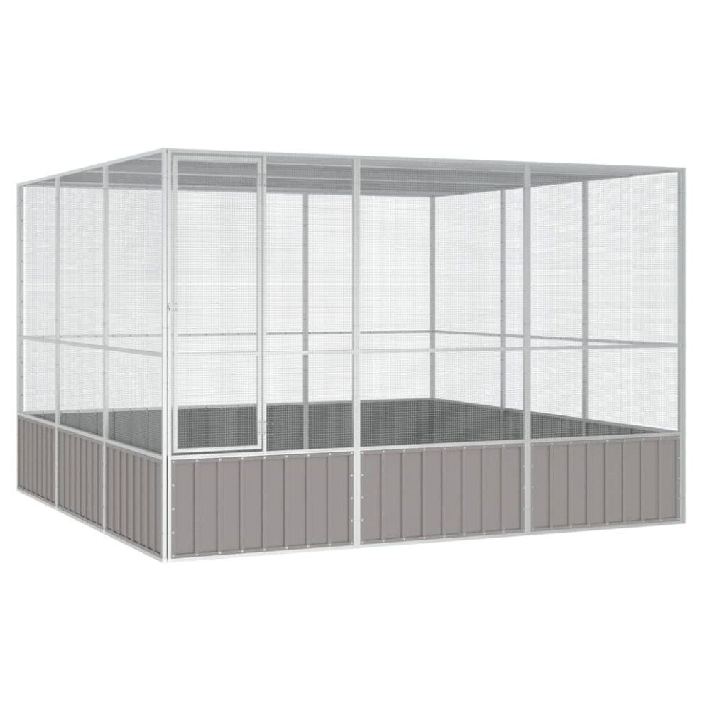 (grey, 302.5 x 324.5 x 211.5 cm) vidaXL Bird Cage Galvanised Steel Aviary House Anthracite/Grey Multi Sizes