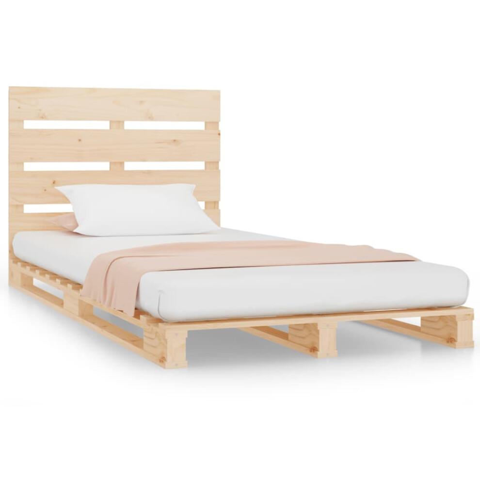 Vidaxl (Natural) Bed Frame Bedstead Wooden Bed Base Mattress Foundation Solid Wood Pine
