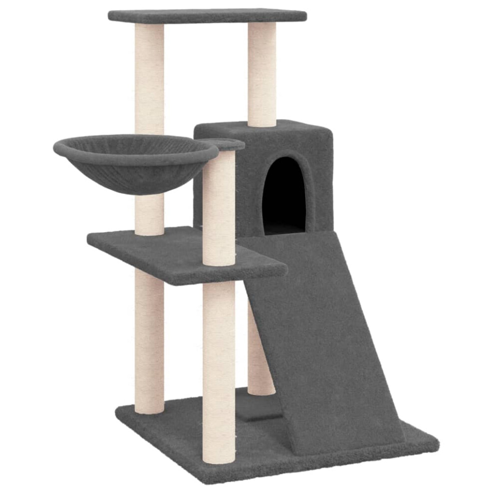 (dark grey) vidaXL Cat Tree with Sisal Scratching Posts Cat Activity Centre Multi Colours