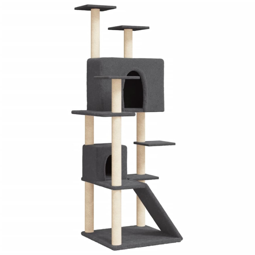 (dark grey) vidaXL Cat Tree with Sisal Scratching Posts 153 cm Cat Climber Multi Colours