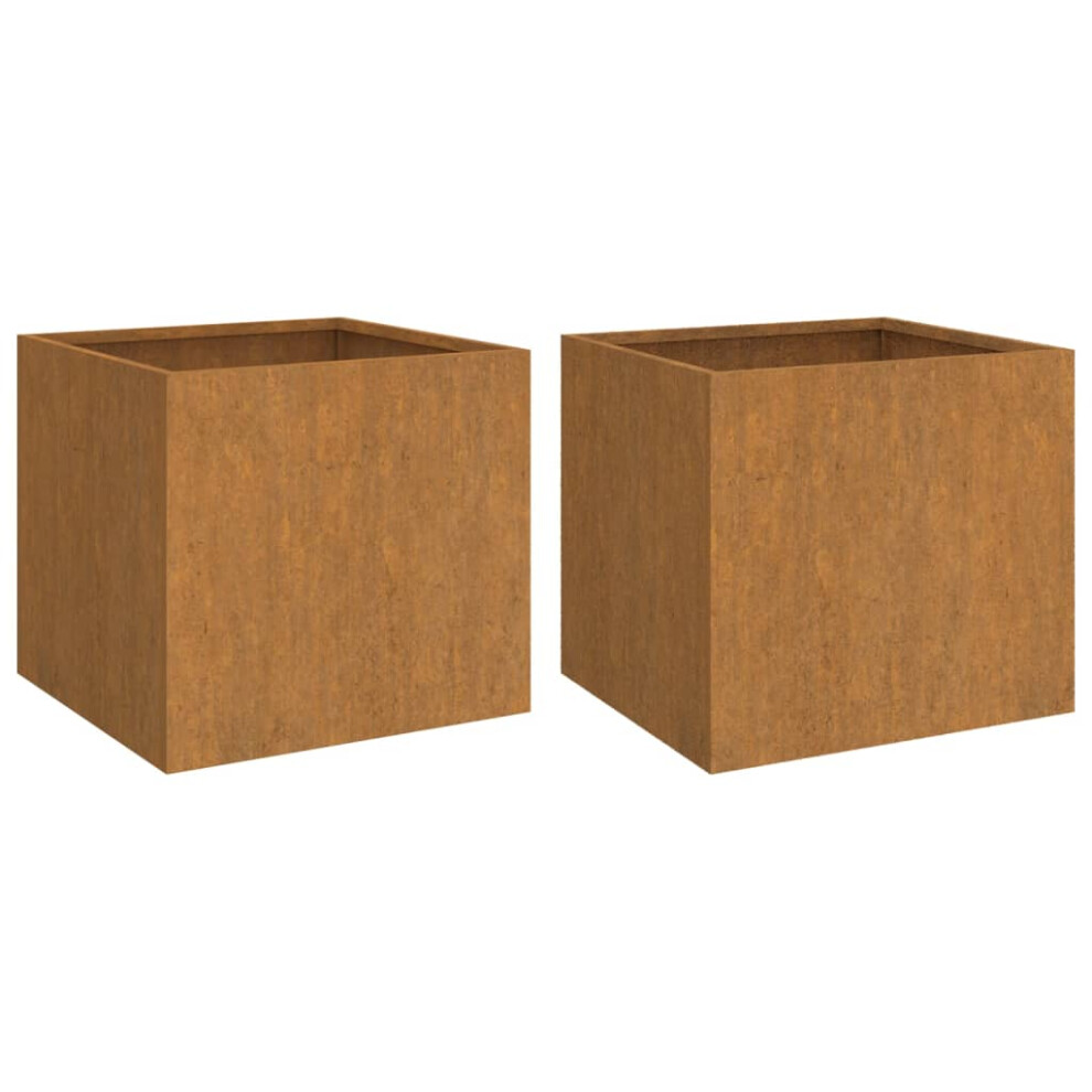Vidaxl Planters Garden Raised Bed Patio Outdoor Plant Stand 2 Pcs Corten Steel
