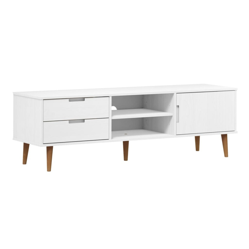 (white) vidaXL Solid Wood Pine TV Cabinet MOLDE TV Console Sideboard Multi Colours