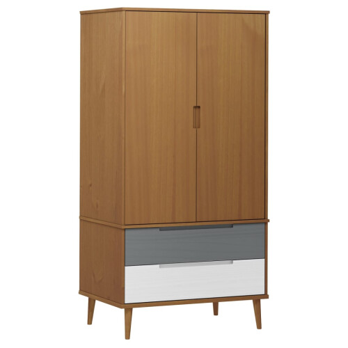 VidaXL (brown) vidaXL Solid Wood Pine Wardrobe MOLDE Closet Armoire Highboard Multi Colours 1