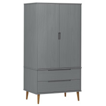 (grey) vidaXL Solid Wood Pine Wardrobe MOLDE Closet Armoire Highboard Multi Colours