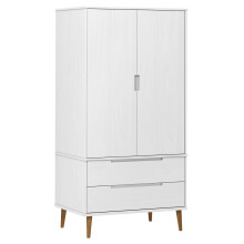 (white) vidaXL Solid Wood Pine Wardrobe MOLDE Closet Armoire Highboard Multi Colours