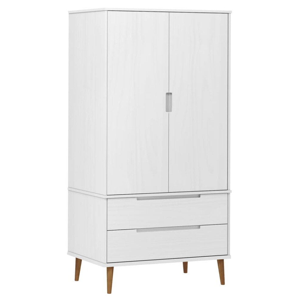 (white) vidaXL Solid Wood Pine Wardrobe MOLDE Closet Armoire Highboard Multi Colours
