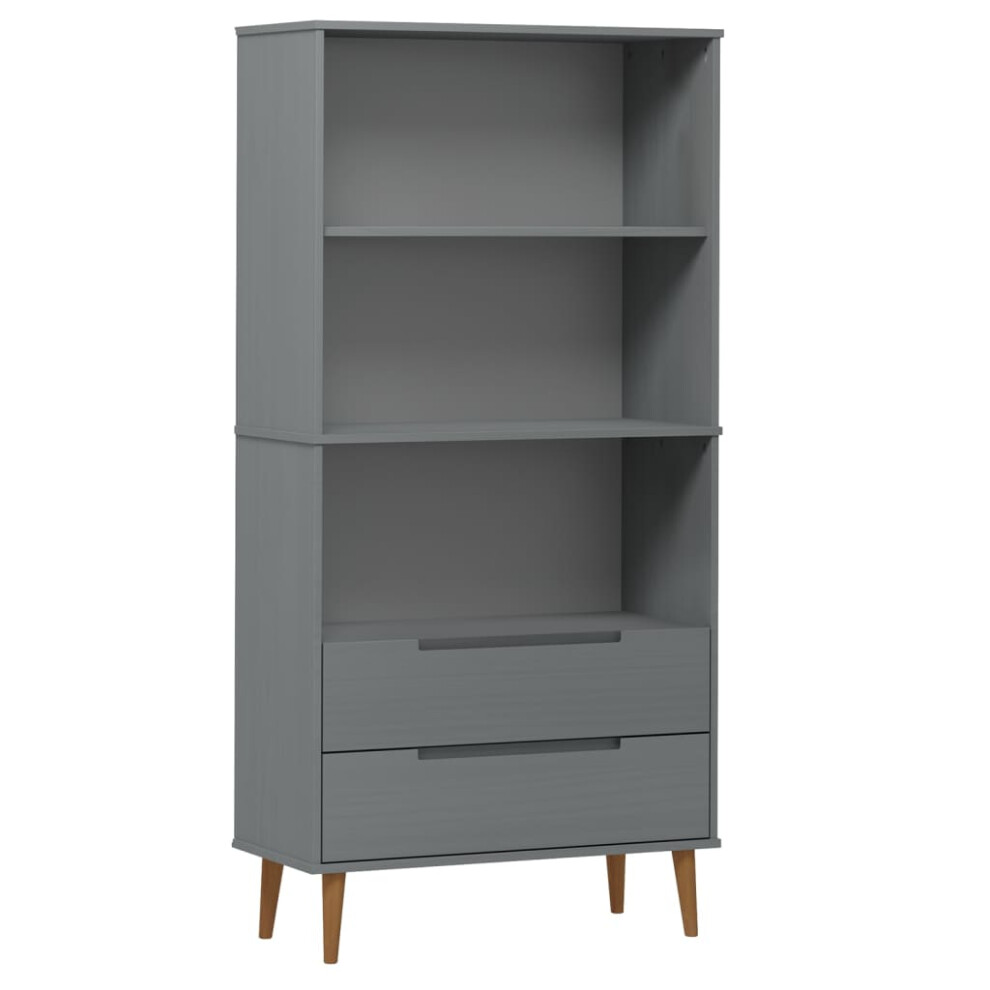 (grey) vidaXL Solid Wood Pine Bookcase MOLDE Wooden Book Storage Rack Multi Colours