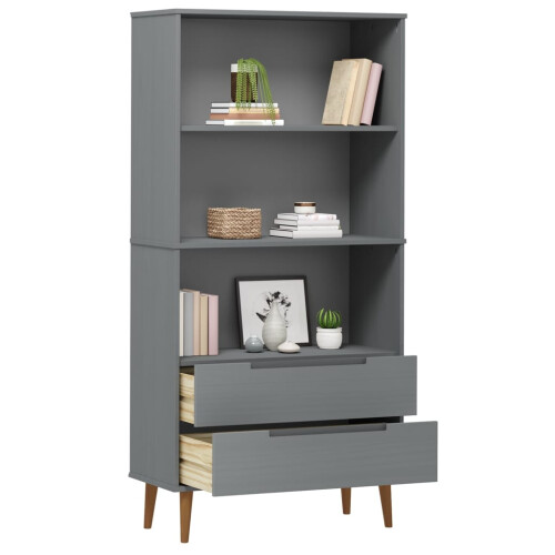 VidaXL (grey) vidaXL Solid Wood Pine Bookcase MOLDE Wooden Book Storage Rack Multi Colours 2
