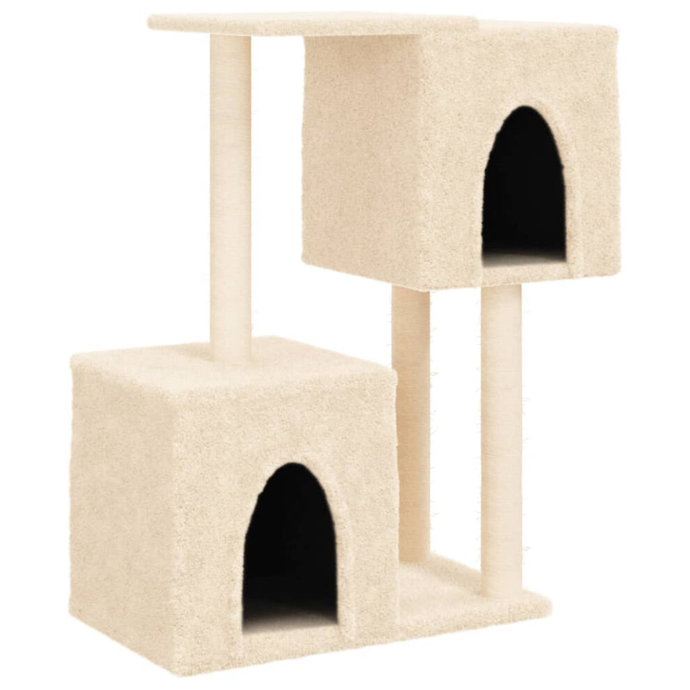 (cream) vidaXL Cat Tree with Sisal Scratching Posts Cat Tower Pet Cat Climbing Tree