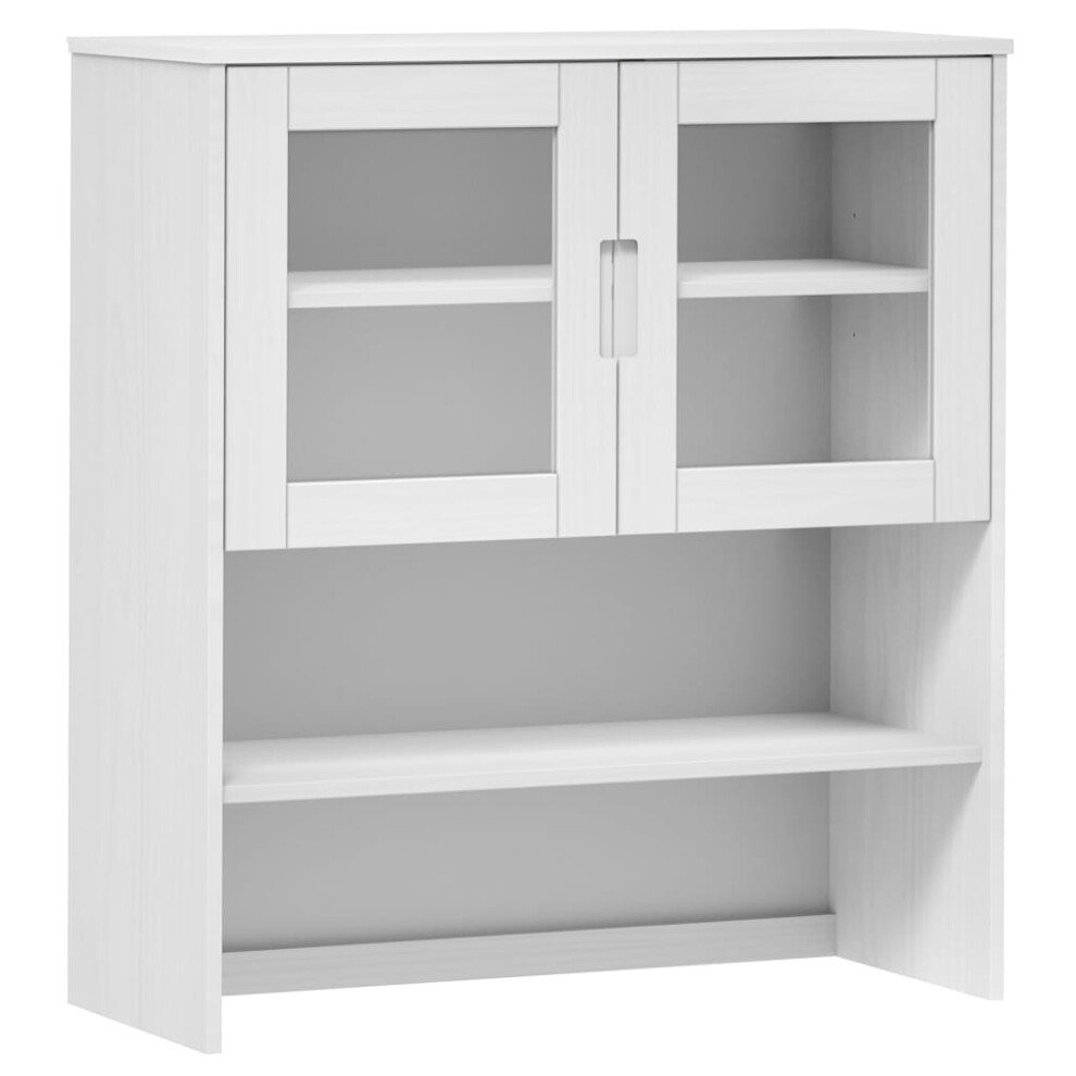 Molde 2 Glass Door Single Open Shelf Highboard Top - Size: 100 X 90 X 35Cm - Wilko White Vidaxl - Image 2