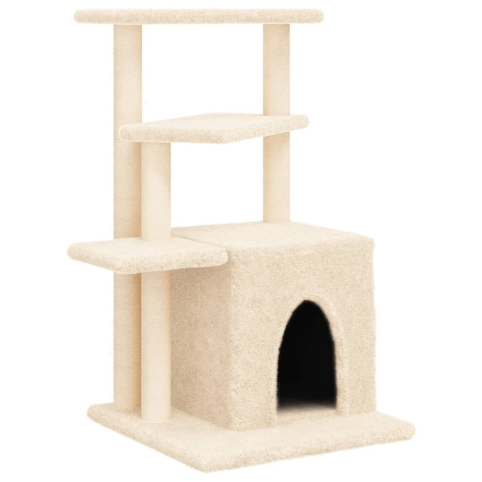 (cream) vidaXL Cat Tree with Sisal Scratching Posts Cat Tower Pet Cat Climbing Tree