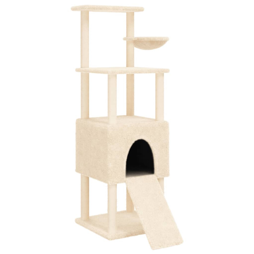 (cream) vidaXL Cat Tree with Sisal Scratching Posts Cat Tower Pet Cat Climbing Tree