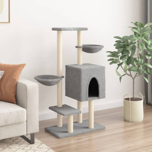 VidaXL (light grey) vidaXL Cat Tree with Sisal Scratching Posts Cat Tower Pet Cat Climbing Tree 2
