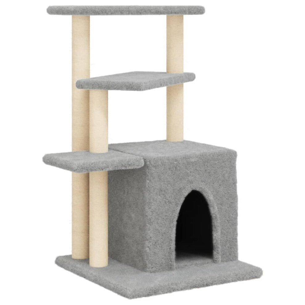 (light grey) vidaXL Cat Tree with Sisal Scratching Posts Cat Tower Pet Cat Climbing Tree