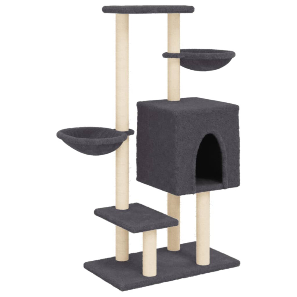 (dark grey) vidaXL Cat Tree with Sisal Scratching Posts Cat Tower Pet Cat Climbing Tree