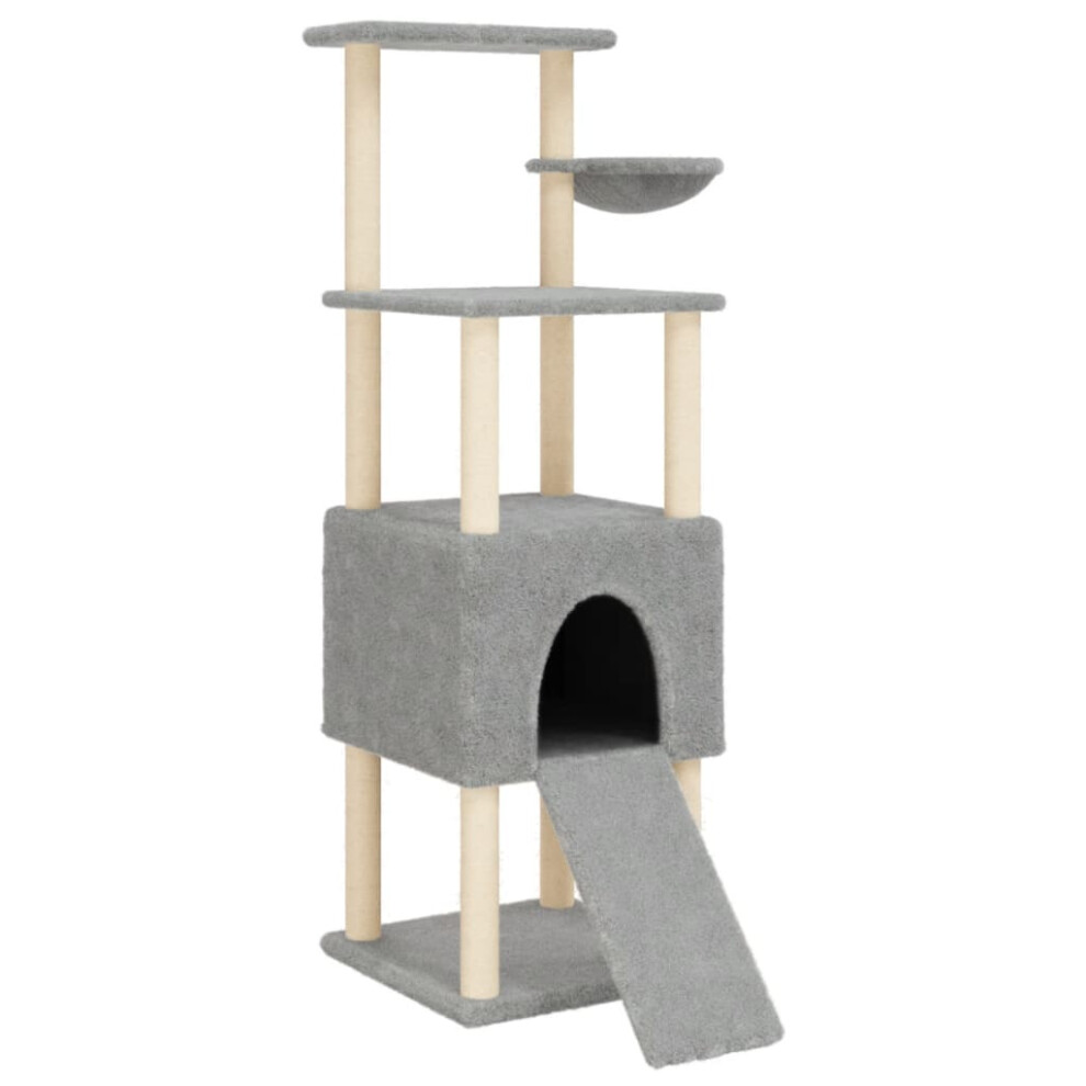 (light grey) vidaXL Cat Tree with Sisal Scratching Posts Cat Tower Pet Cat Climbing Tree